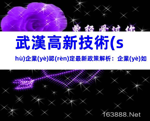 武漢高新技術(shù)企業(yè)認(rèn)定最新政策解析：企業(yè)如何快速達(dá)標(biāo)？