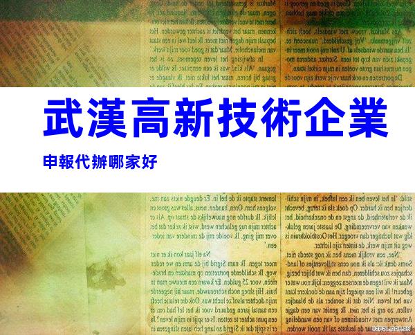 武漢高新技術企業申報代辦哪家好