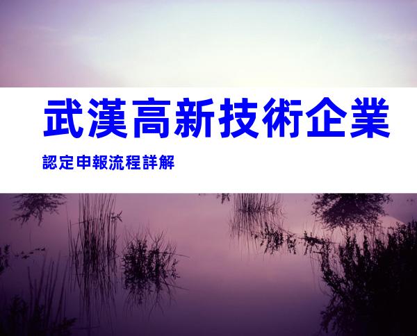 武漢高新技術企業認定申報流程詳解