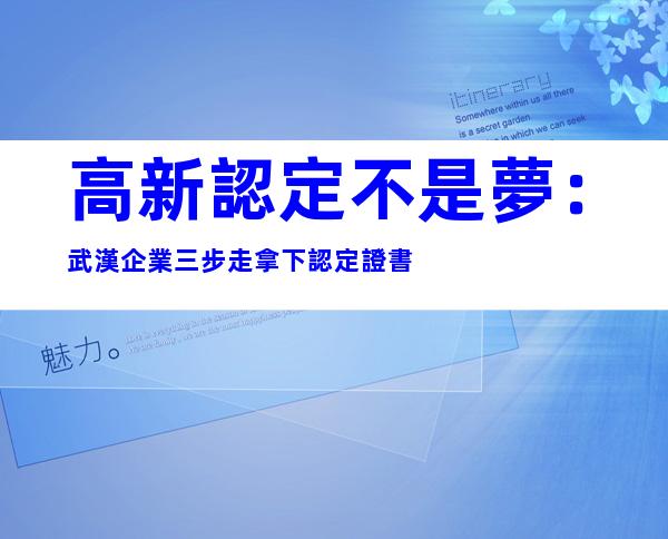 高新認定不是夢：武漢企業三步走拿下認定證書