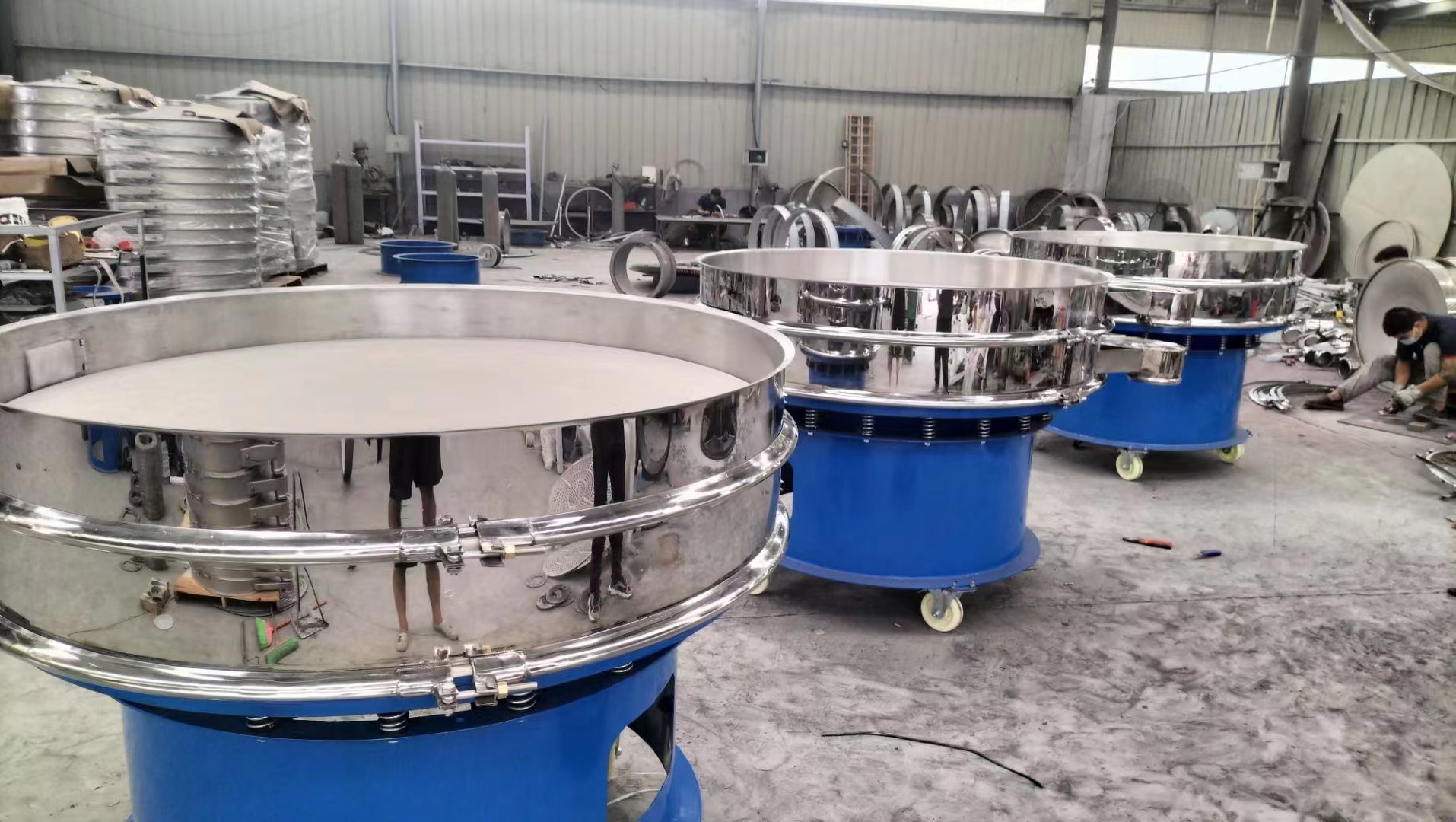 粉狀活性炭真空上料機配圓形旋振篩輸送篩分